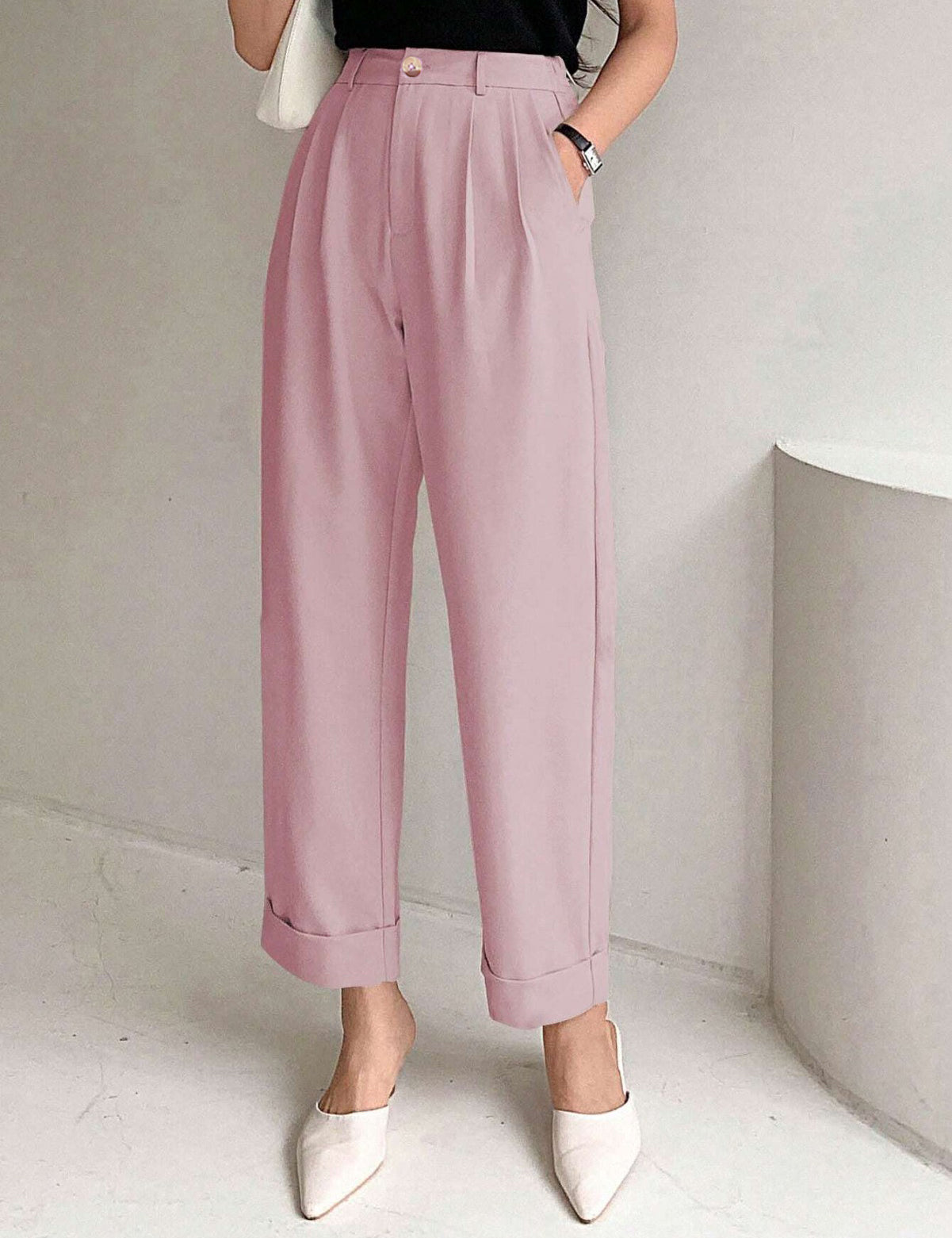 KOTTY Womens Solid Attractive High Rise Pant