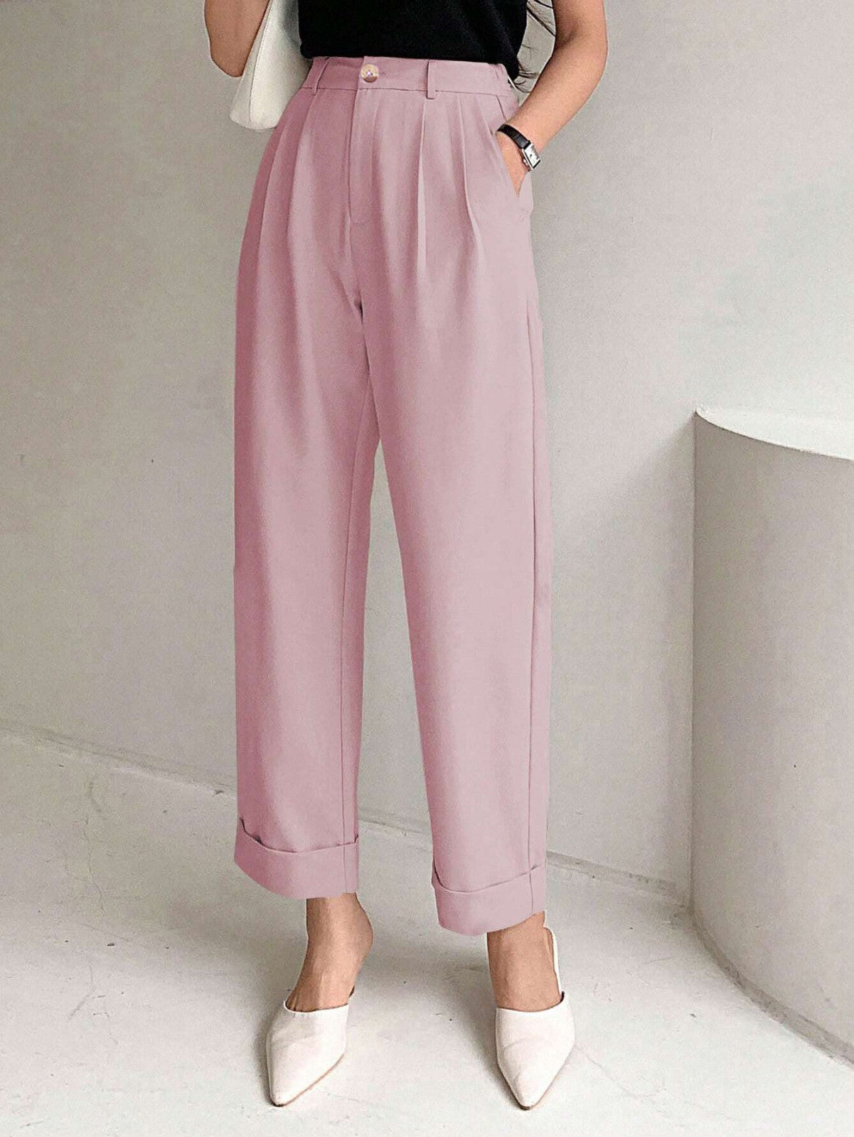 KOTTY Womens Solid Attractive High Rise Pant