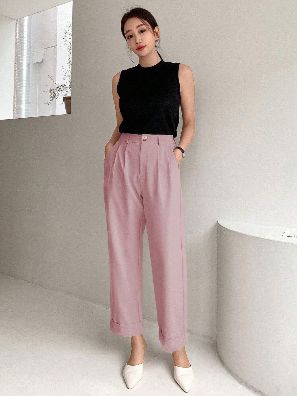 KOTTY Womens Solid Attractive High Rise Pant