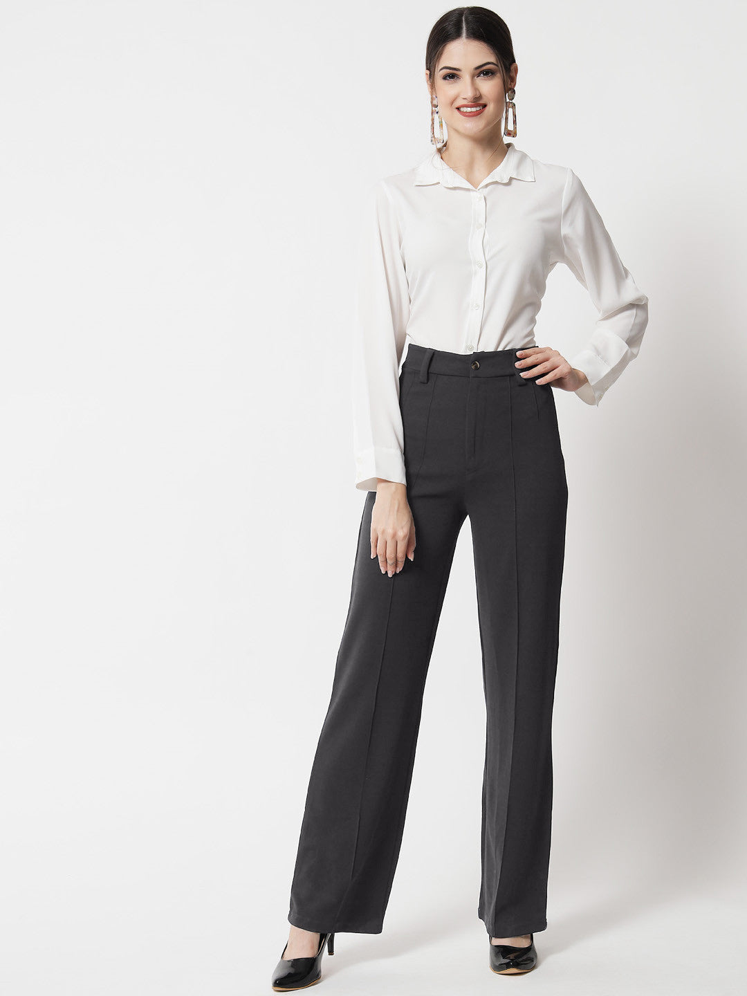 KOTTY Regular Fit Women Grey Trousers 