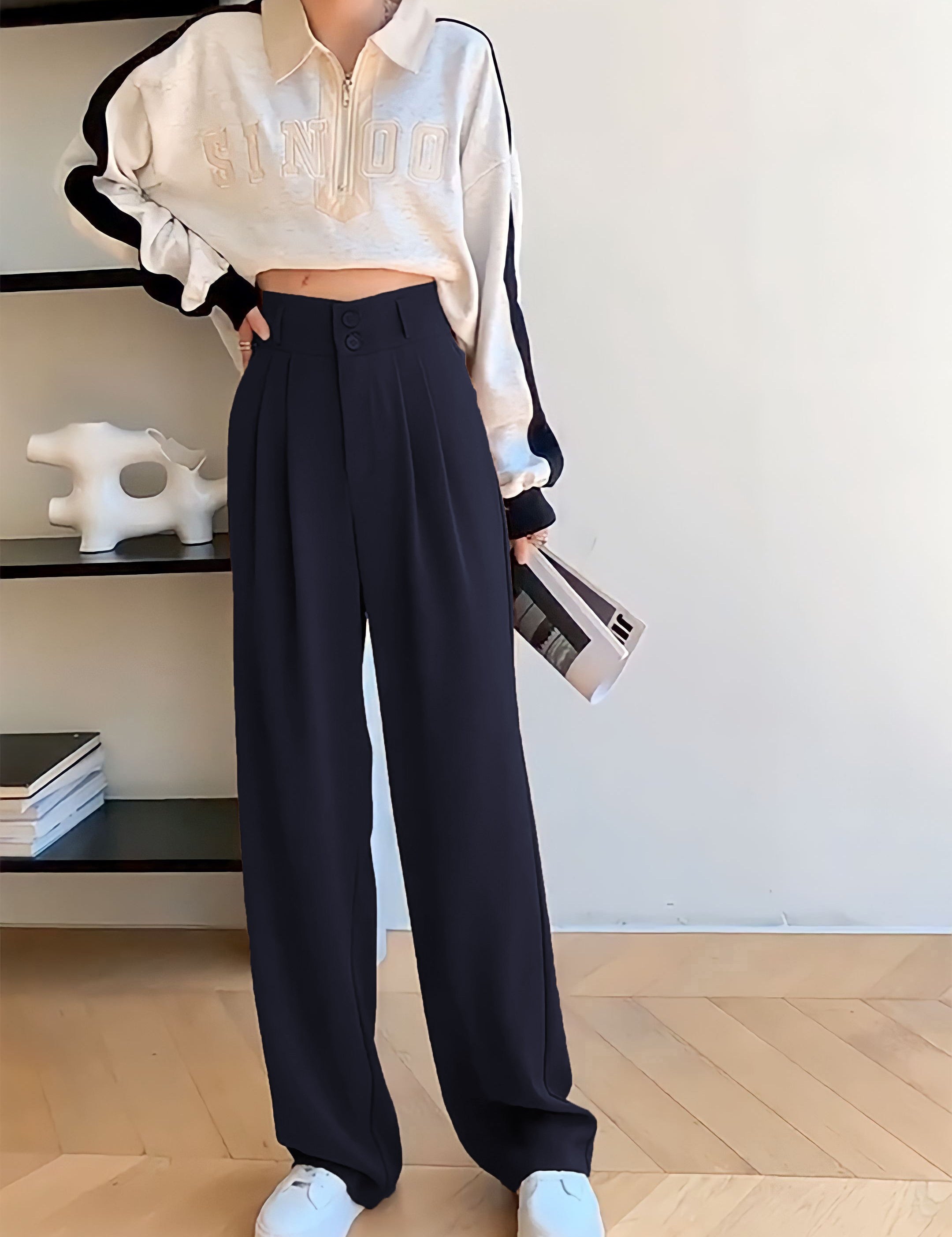 KOTTY Womens Solid Attractive High Rise Pant