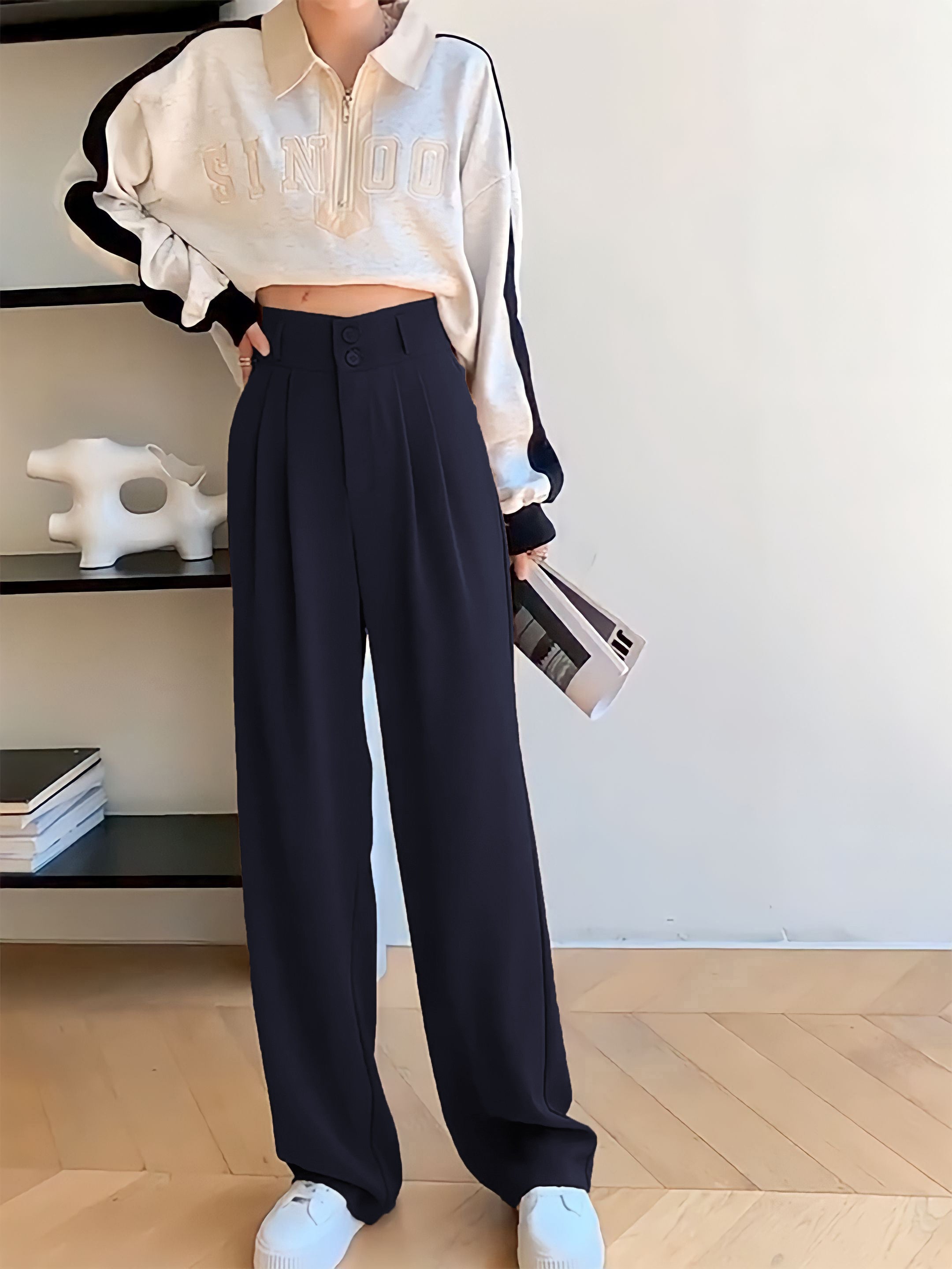 KOTTY Womens Solid Attractive High Rise Pant
