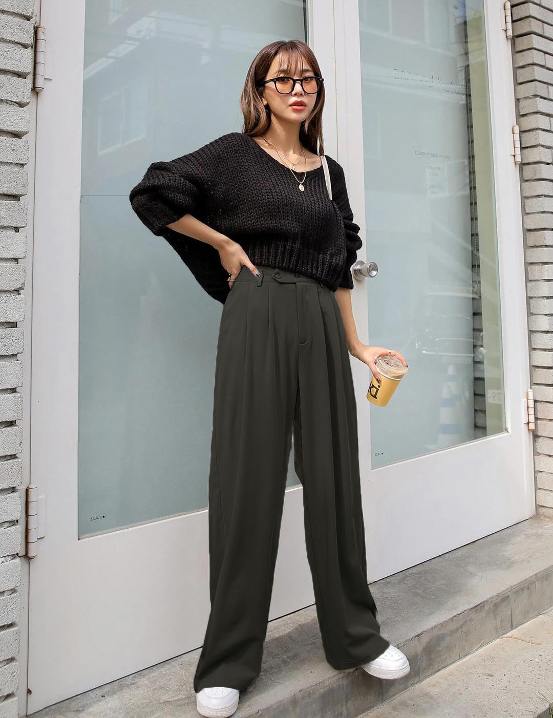 KOTTY Womens Solid Attractive High Rise Pant