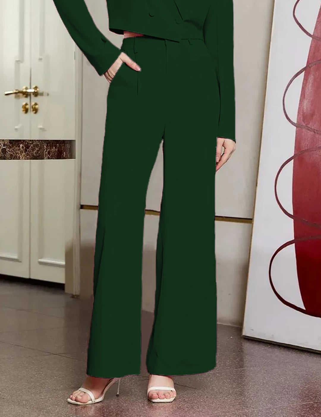 KOTTY Regular Fit Women Dark Green Trousers 
