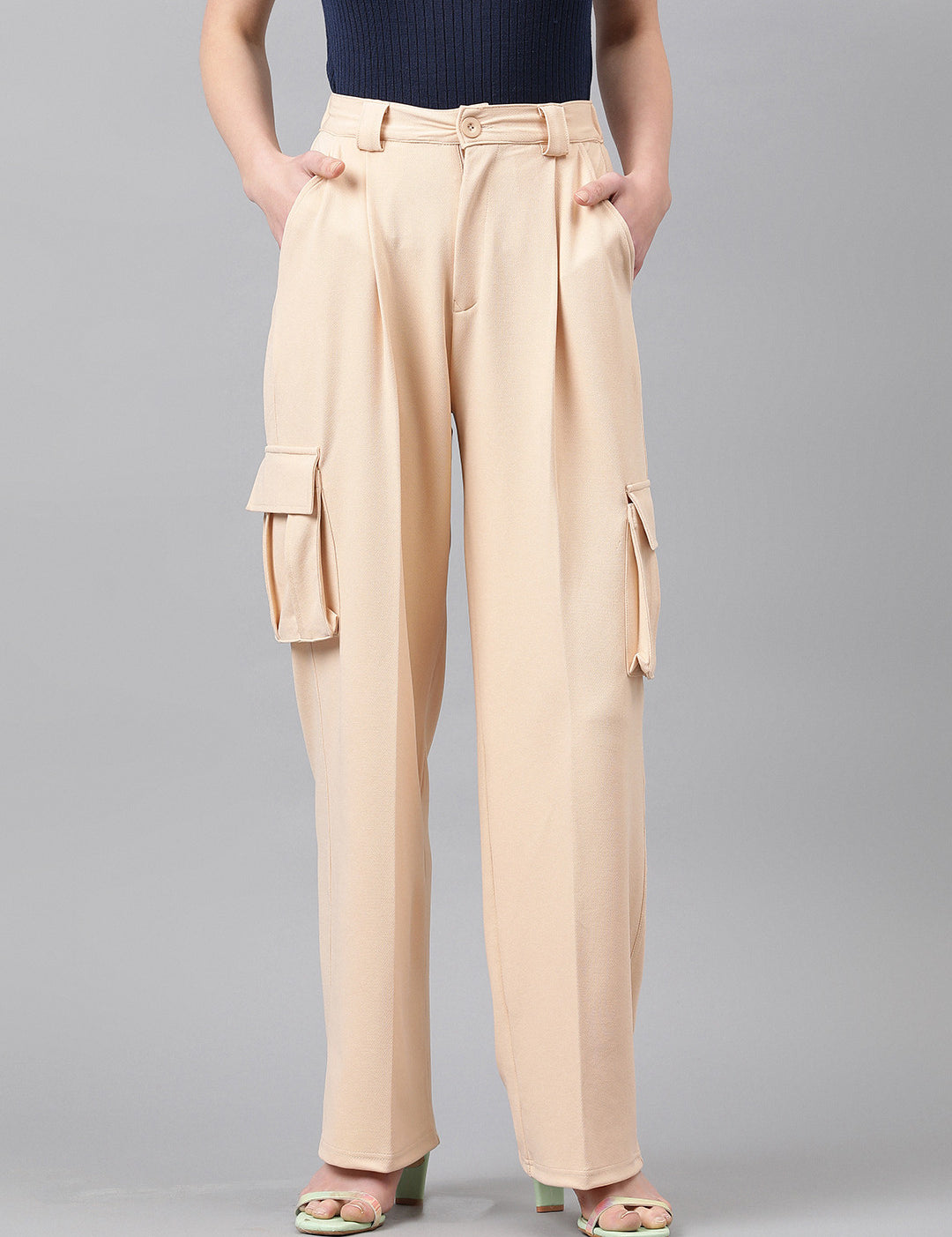 KOTTY Regular Fit Women Beige Trousers 