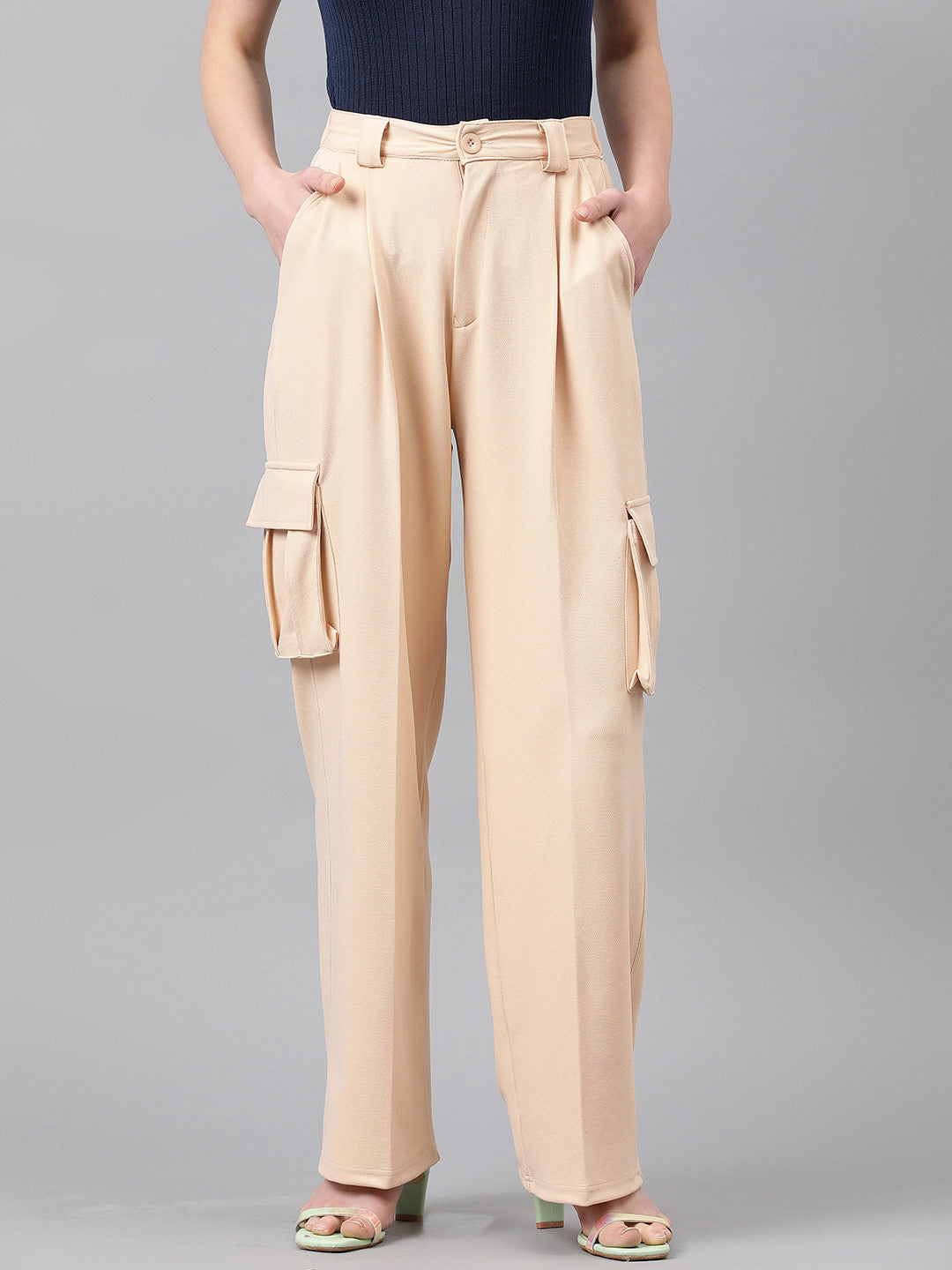 KOTTY Regular Fit Women Beige Trousers 