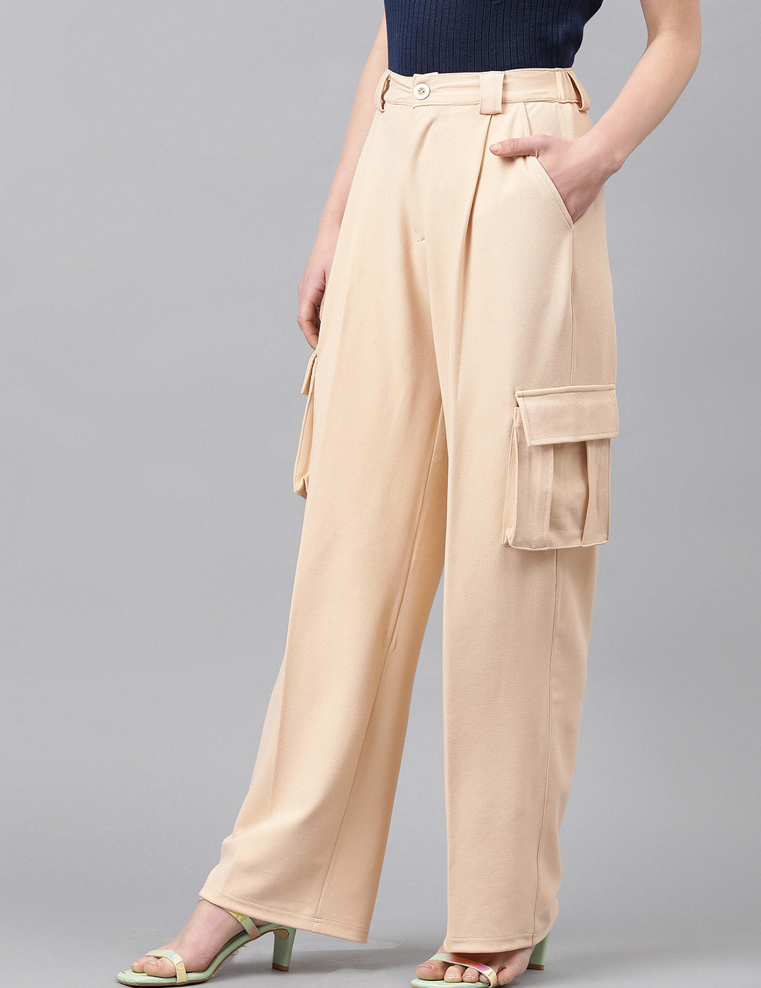 KOTTY Regular Fit Women Beige Trousers 