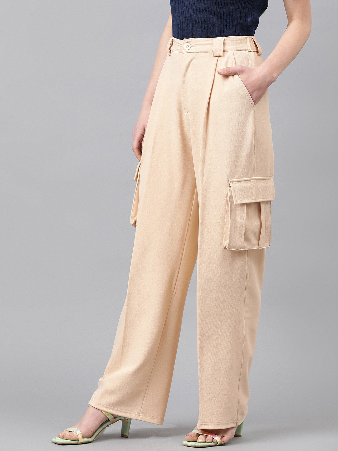 KOTTY Regular Fit Women Beige Trousers 