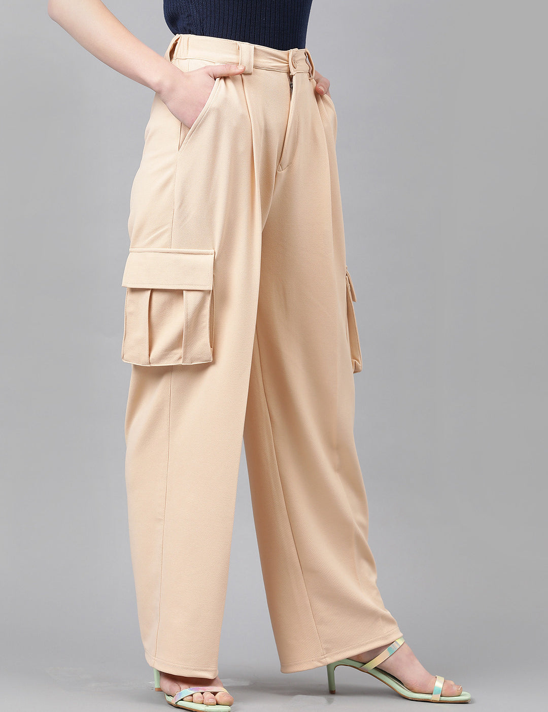 KOTTY Regular Fit Women Beige Trousers 