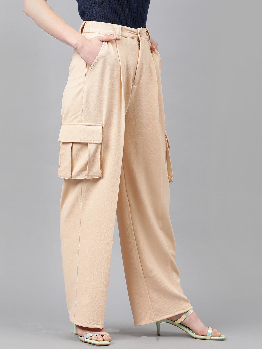 KOTTY Regular Fit Women Beige Trousers 