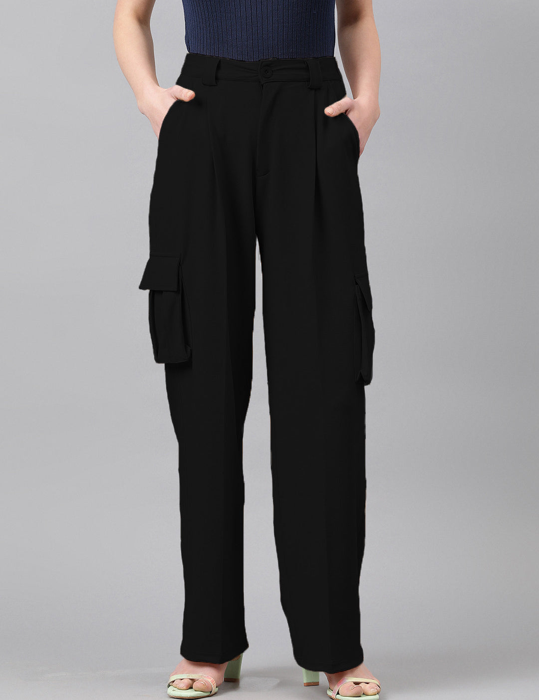 KOTTY Regular Fit Women Black Trousers 