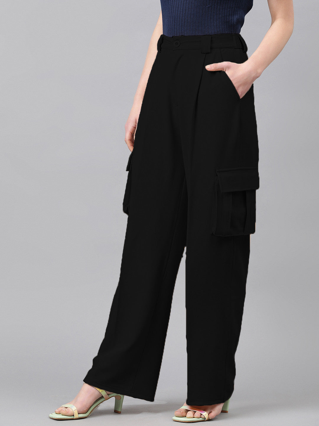 KOTTY Regular Fit Women Black Trousers 