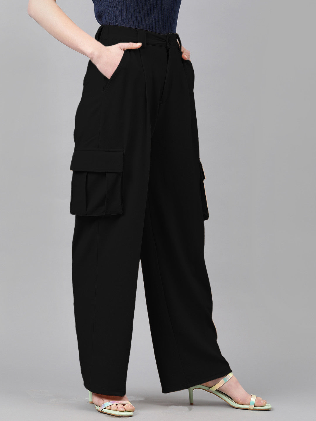 KOTTY Regular Fit Women Black Trousers 
