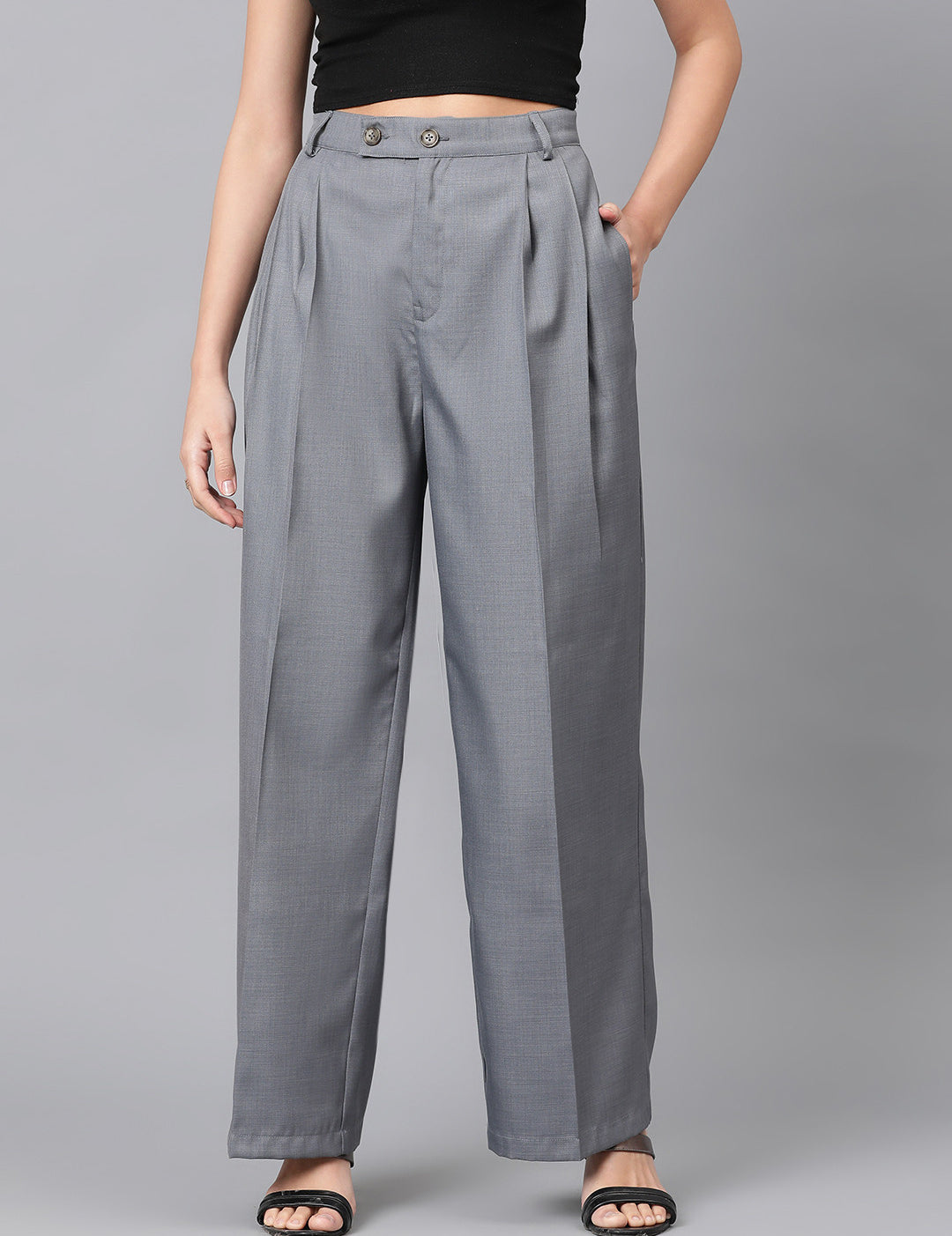 KOTTY Regular Fit Women Grey Trousers 