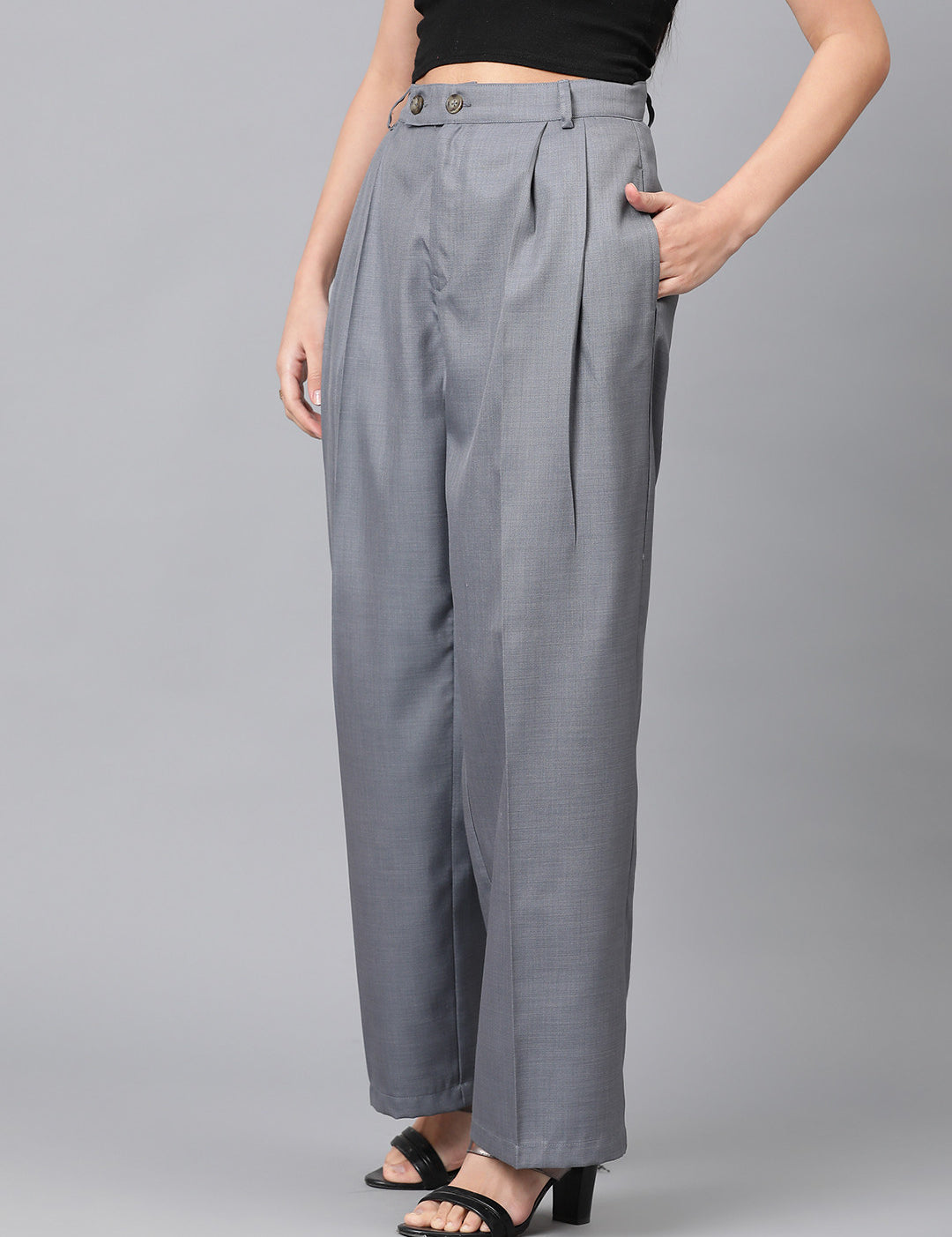 KOTTY Regular Fit Women Grey Trousers 