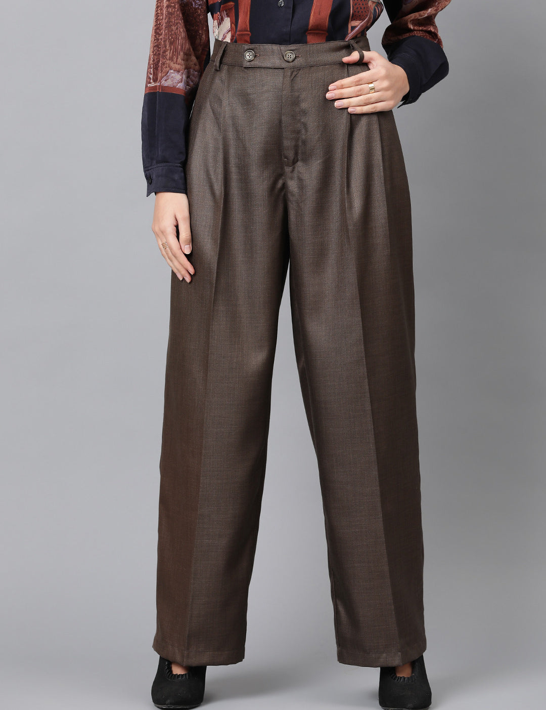 KOTTY Regular Fit Women Brown Trousers 