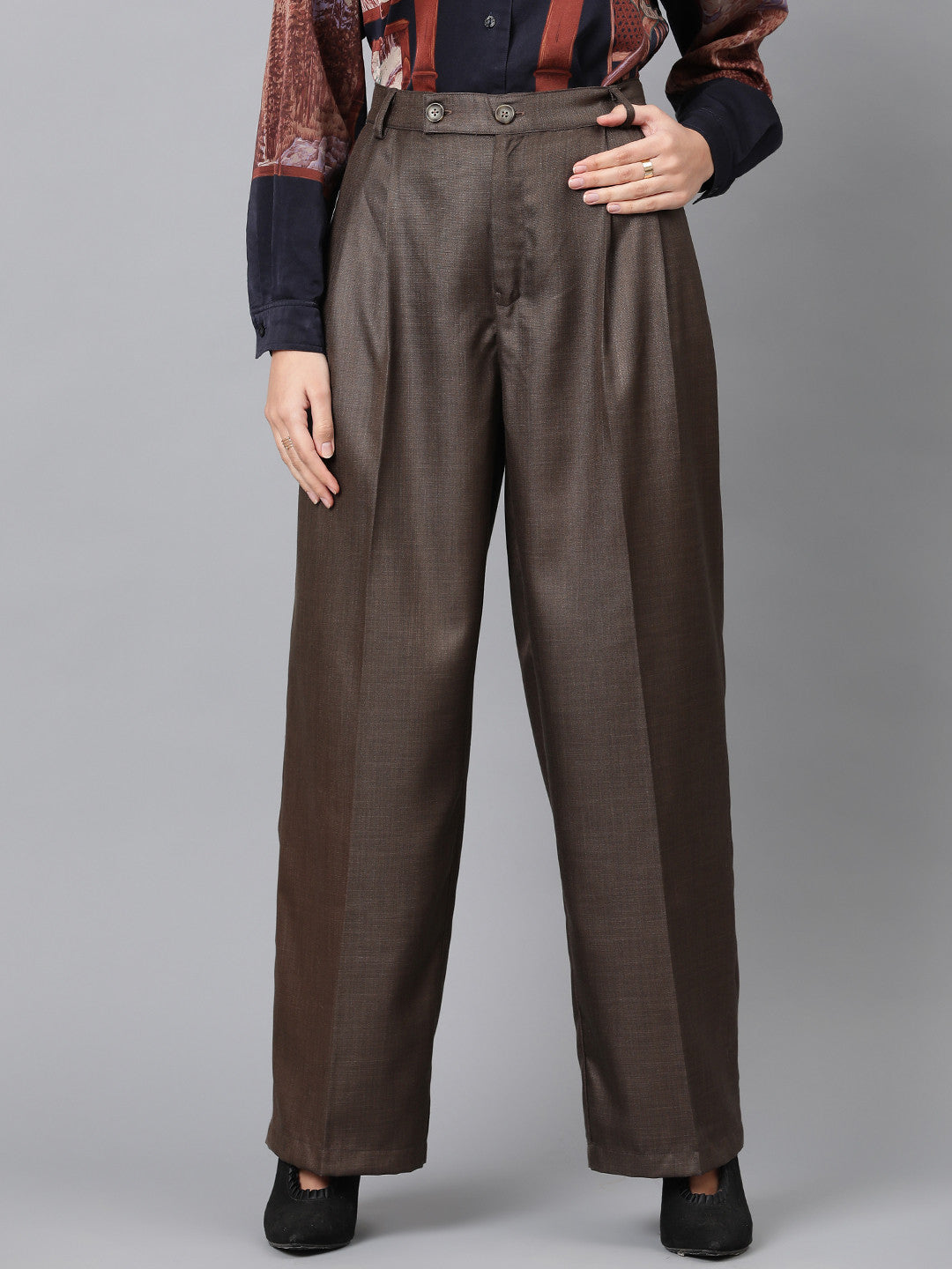 KOTTY Regular Fit Women Brown Trousers 
