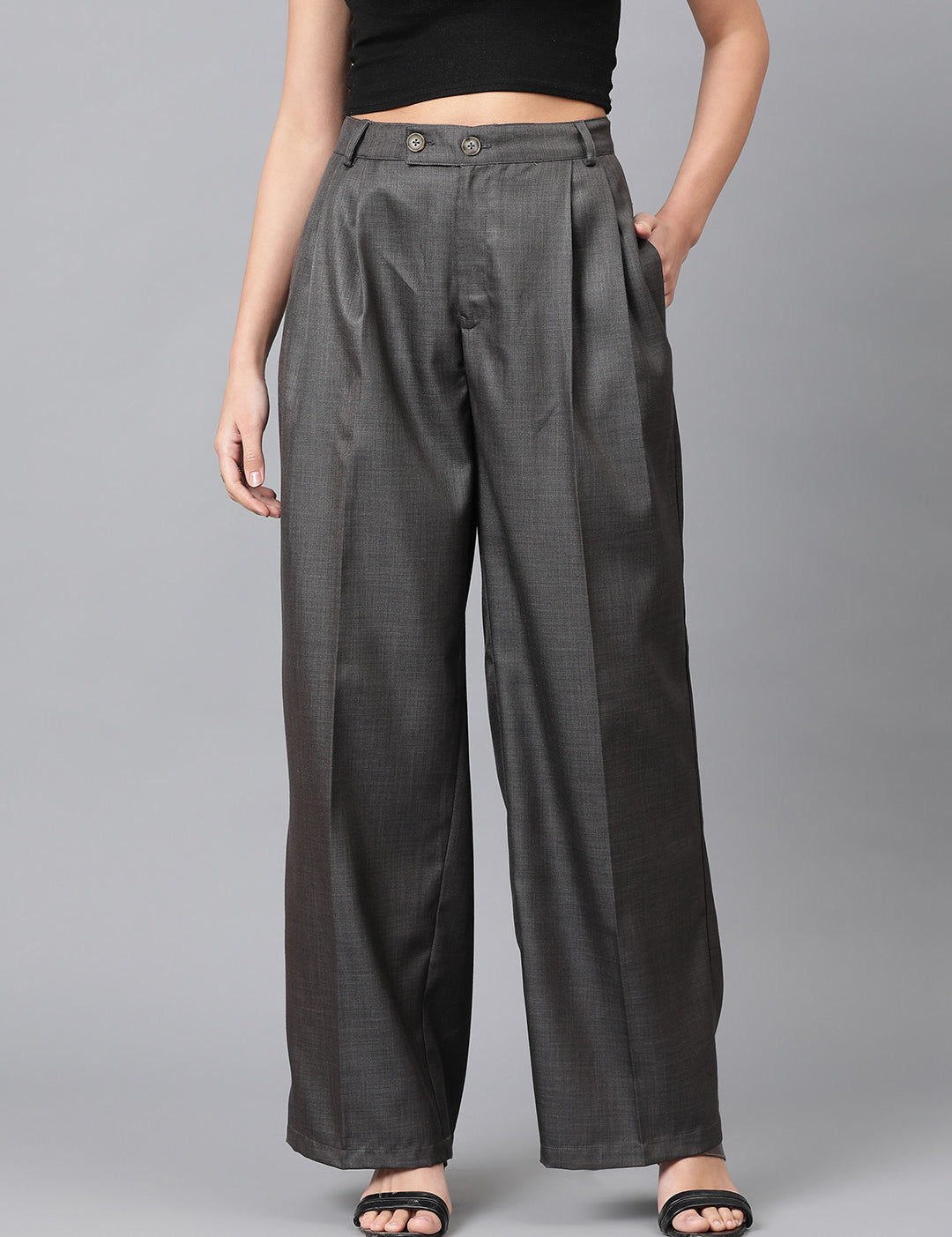 KOTTY Regular Fit Women Grey Trousers 