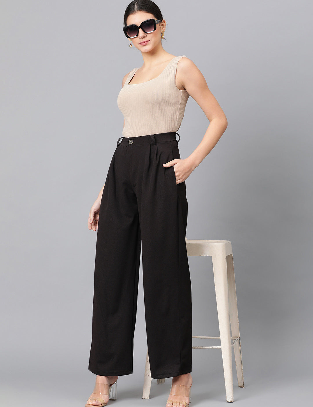 KOTTY Regular Fit Women Black Trousers 