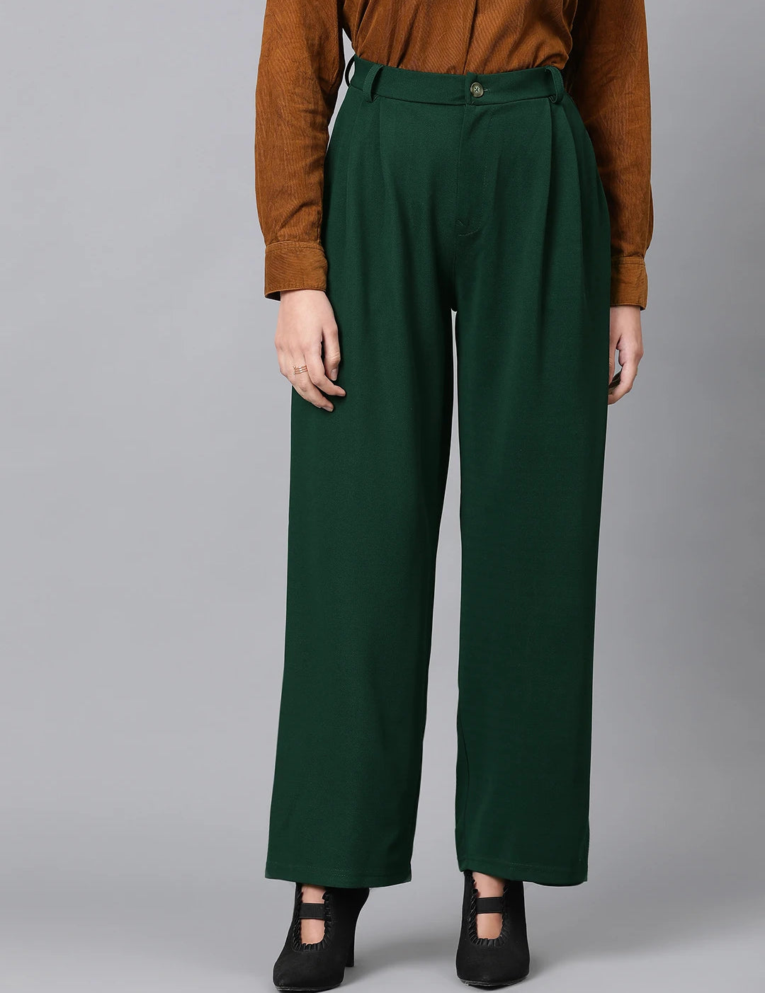 KOTTY Regular Fit Women Dark Green Trousers 