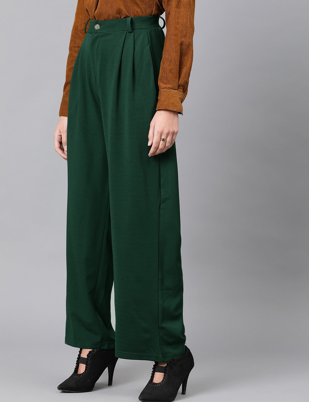 KOTTY Regular Fit Women Dark Green Trousers 