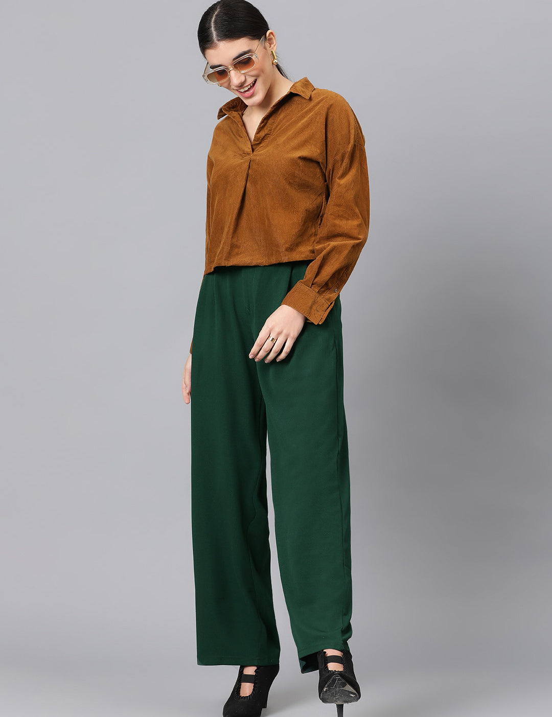 KOTTY Regular Fit Women Dark Green Trousers 