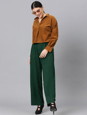 KOTTY Regular Fit Women Dark Green Trousers 