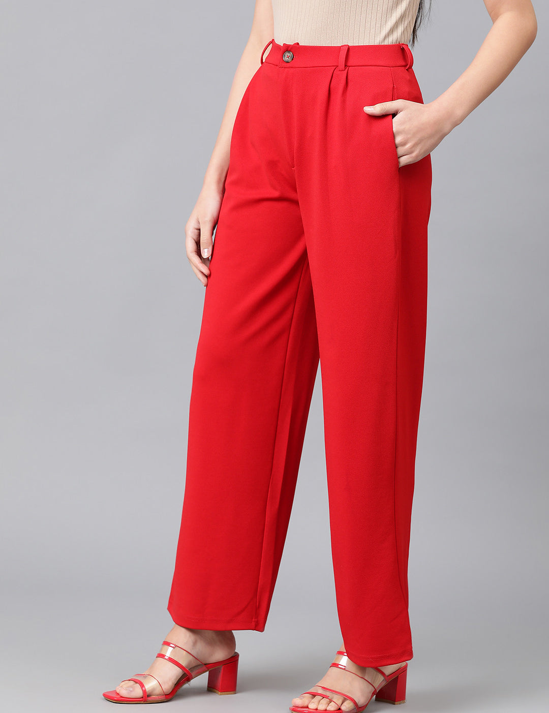 KOTTY Regular Fit Women Red Trousers 