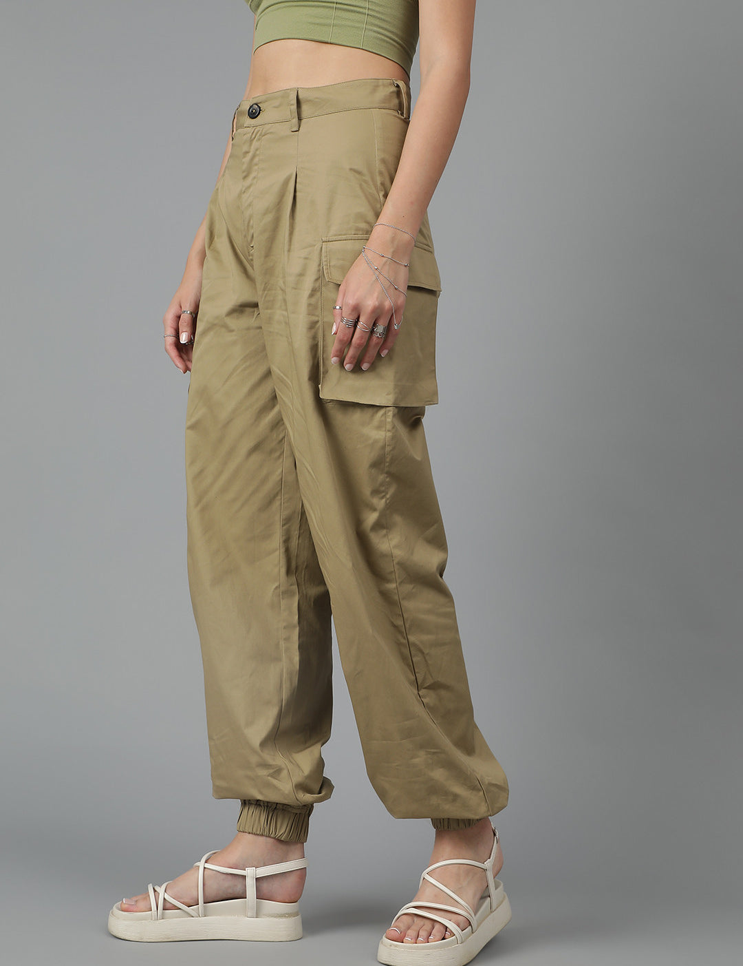 KOTTY Womens Solid Attractive High Rise Pant