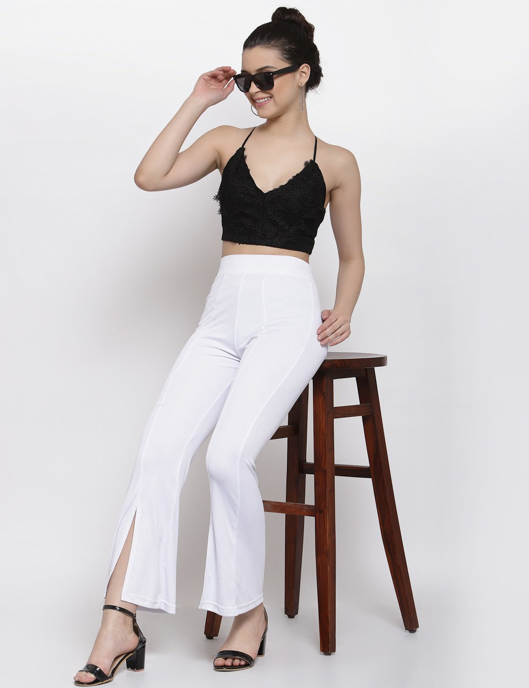 KOTTY Womens Solid Attractive High Rise Pant