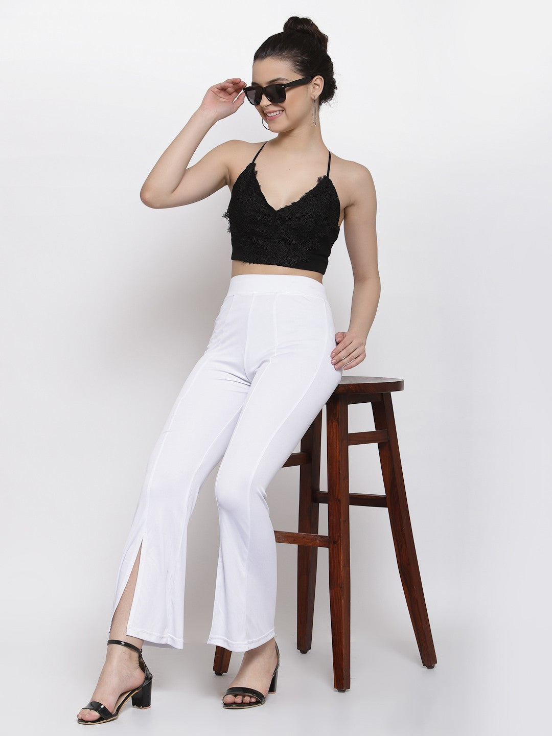 KOTTY Womens Solid Attractive High Rise Pant