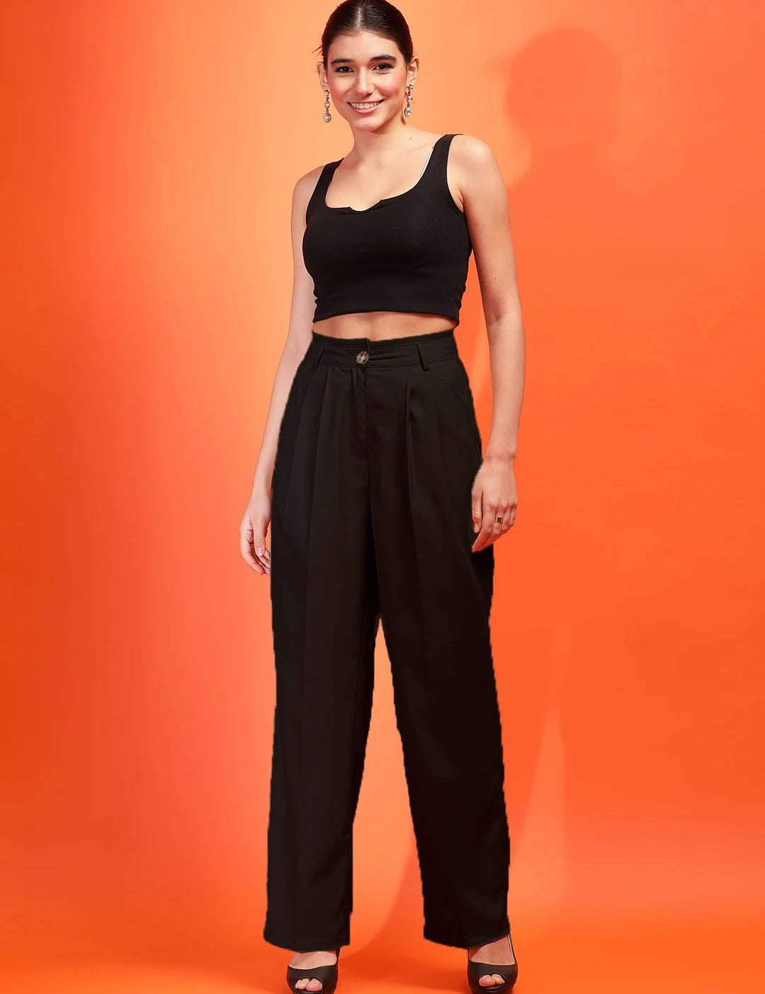 KOTTY Straight Fit Women Black Trousers 