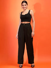 KOTTY Straight Fit Women Black Trousers 