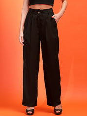 KOTTY Straight Fit Women Black Trousers 