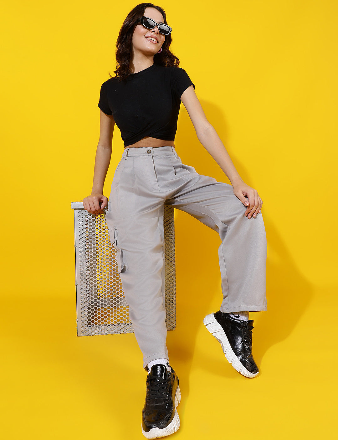 KOTTY Womens Solid Attractive High Rise Pant