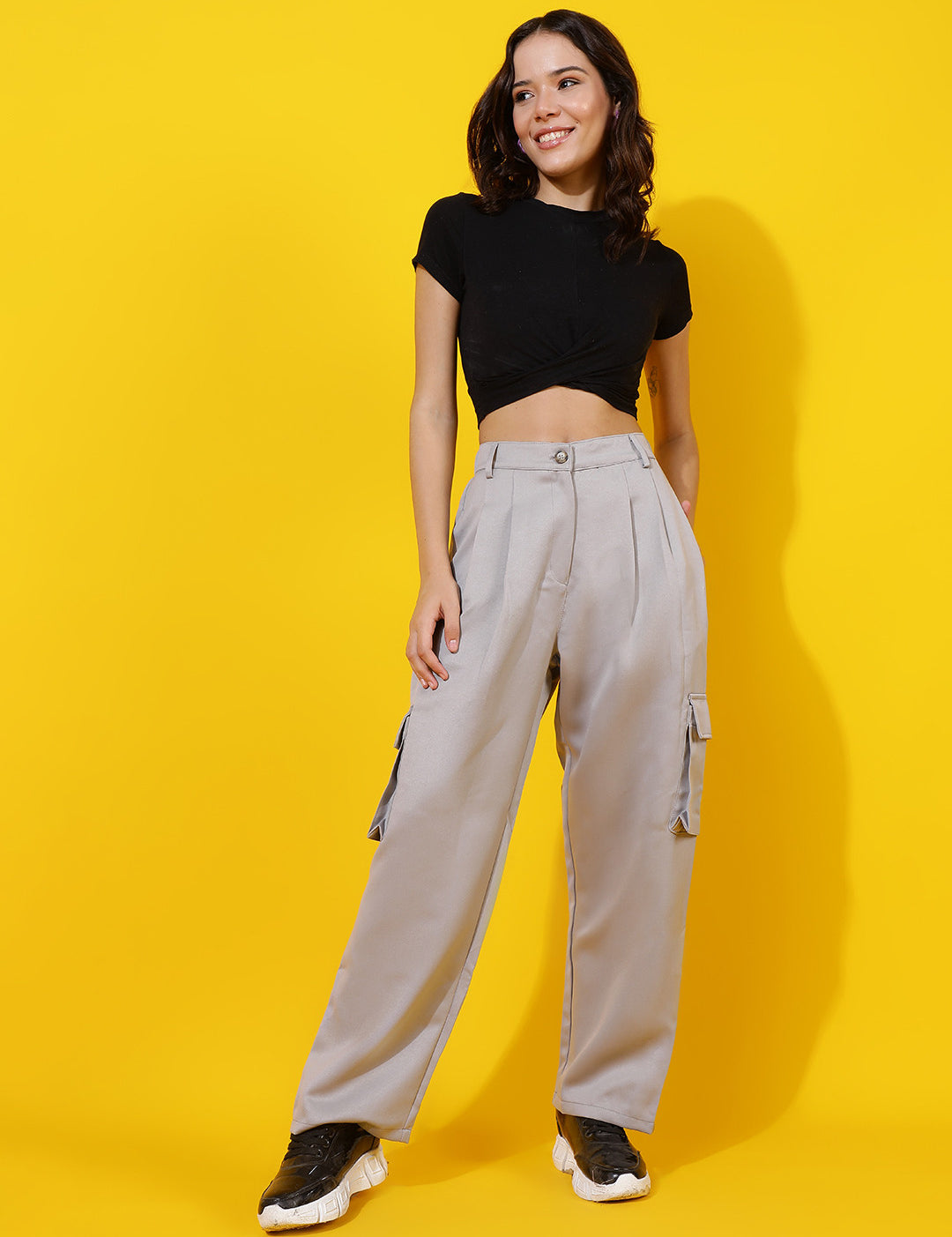 KOTTY Womens Solid Attractive High Rise Pant