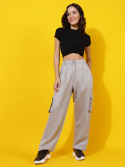 KOTTY Womens Solid Attractive High Rise Pant