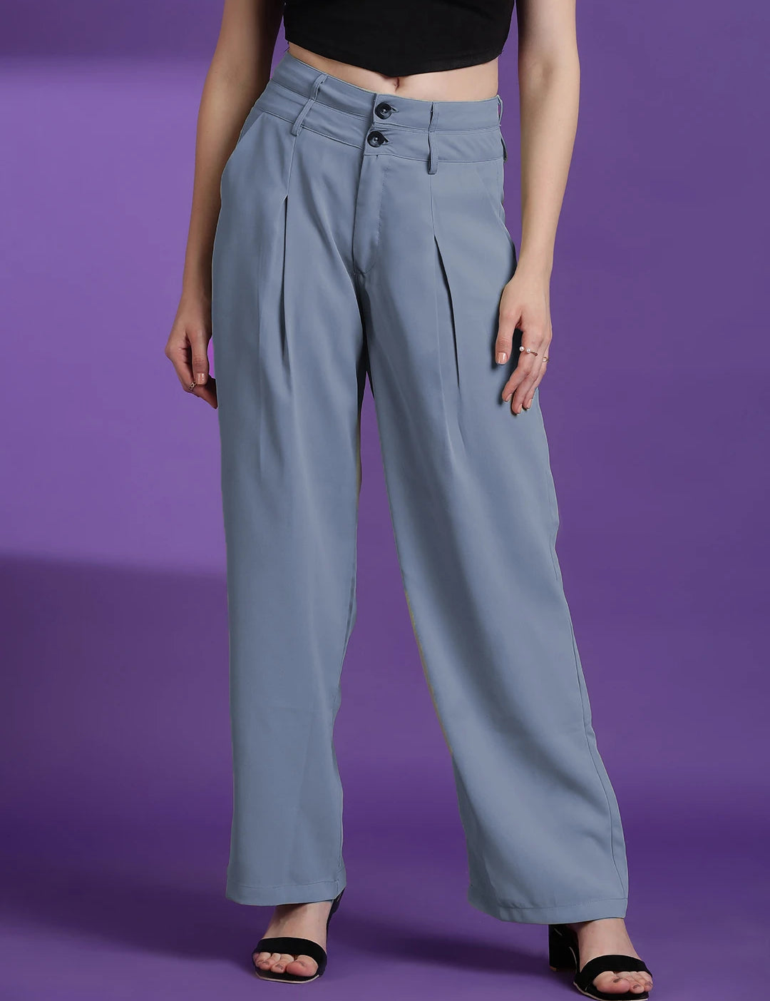 KOTTY Womens Solid Attractive High Rise Pant