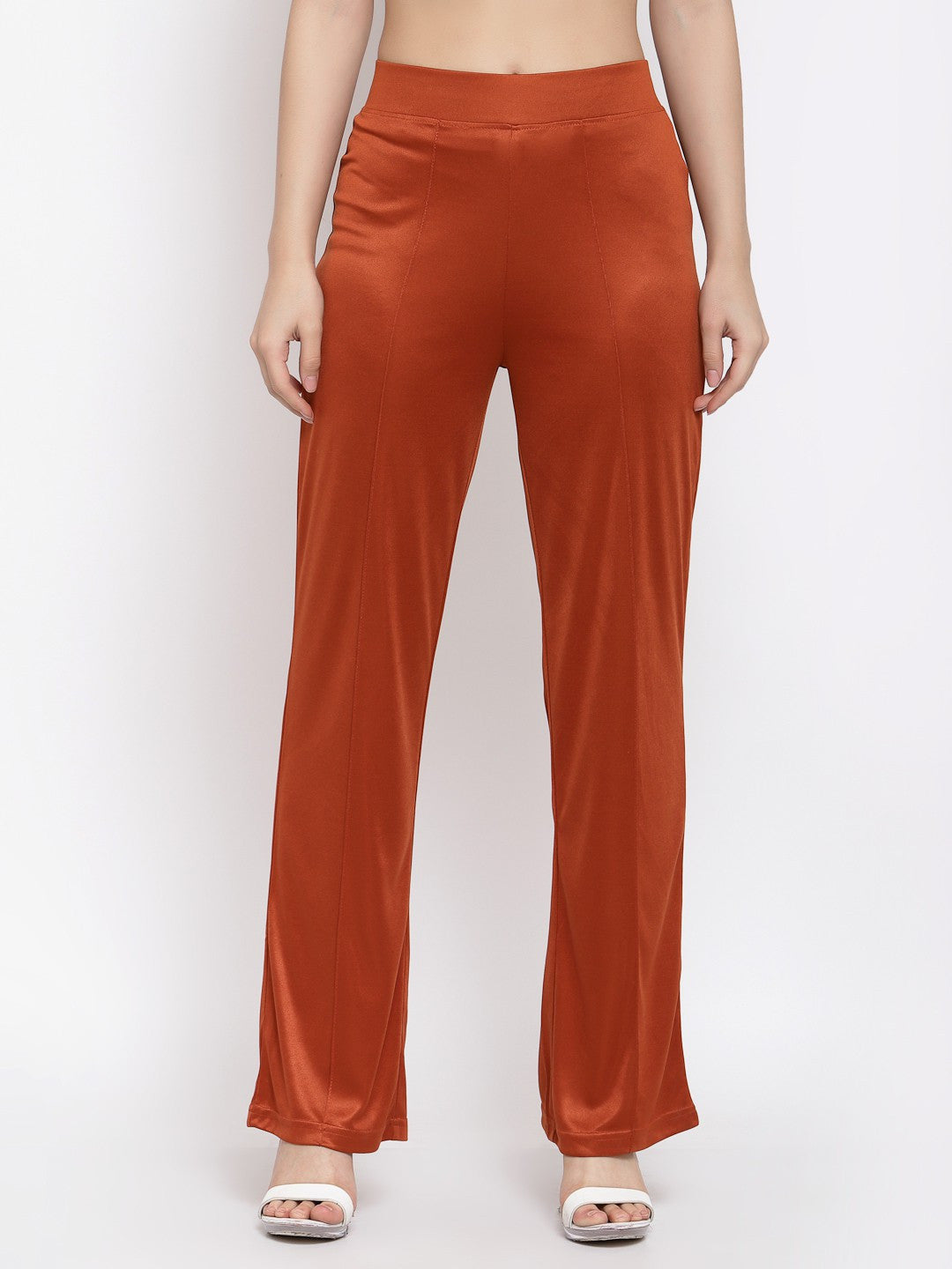 KOTTY Flared Women Orange Trousers 
