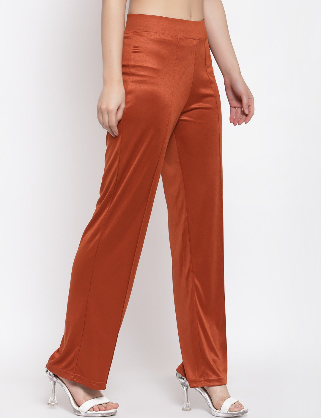 KOTTY Flared Women Orange Trousers 