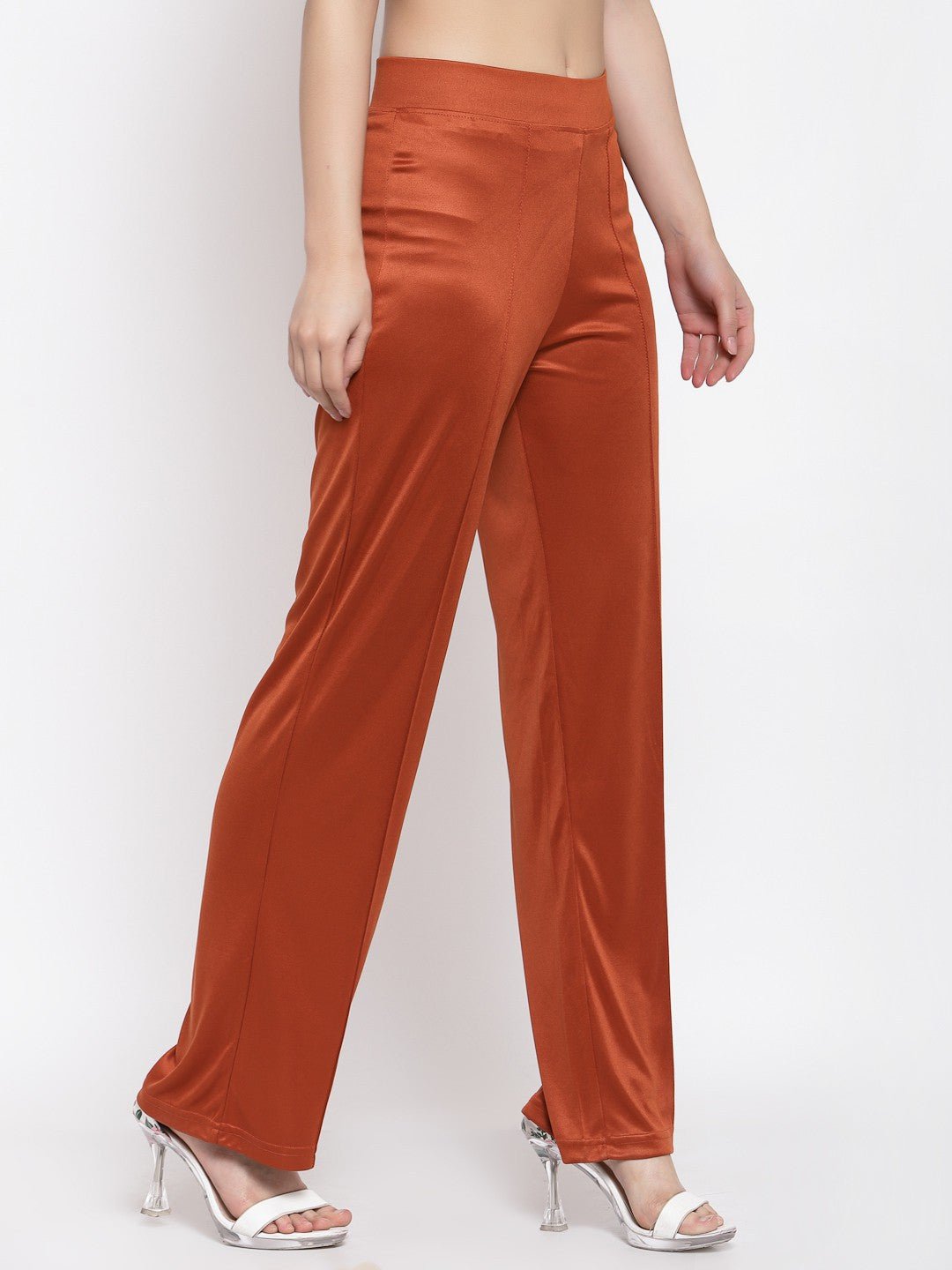 KOTTY Flared Women Orange Trousers 