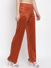 KOTTY Flared Women Orange Trousers 