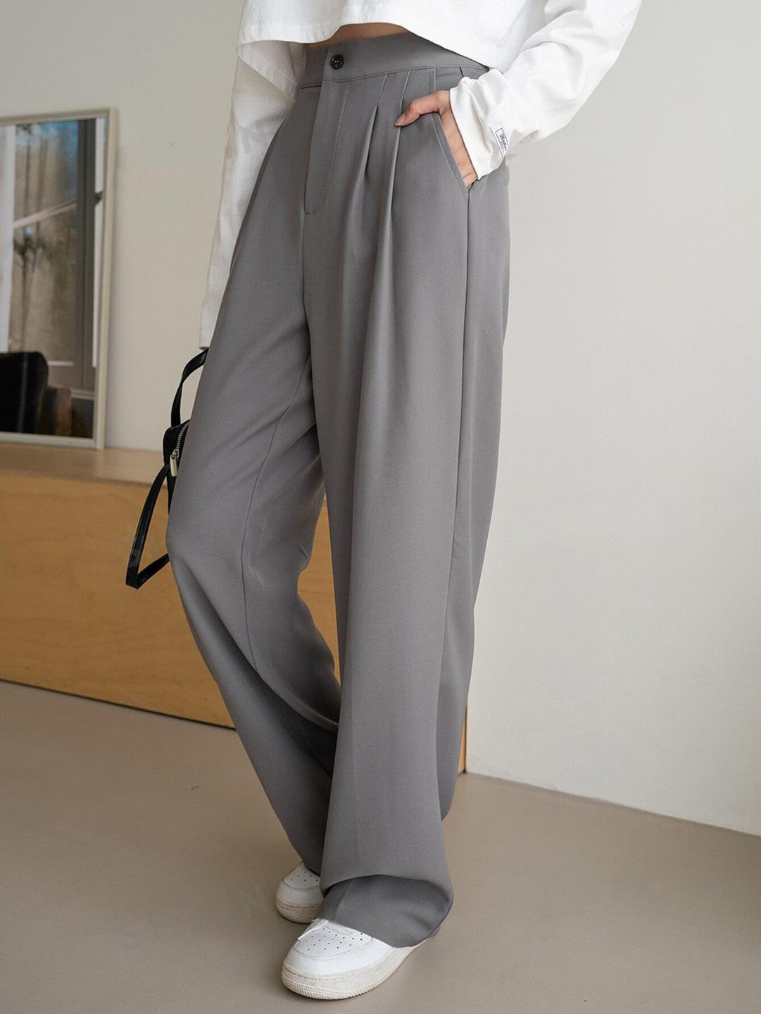 KOTTY Straight Fit Women Grey Trousers 