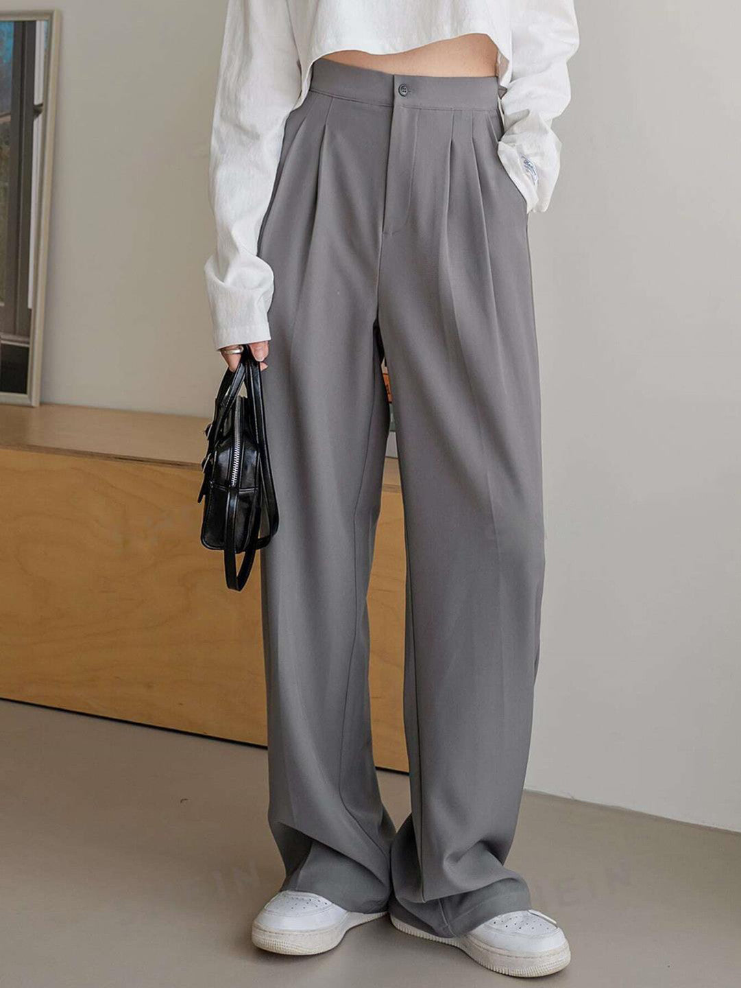 KOTTY Straight Fit Women Grey Trousers 