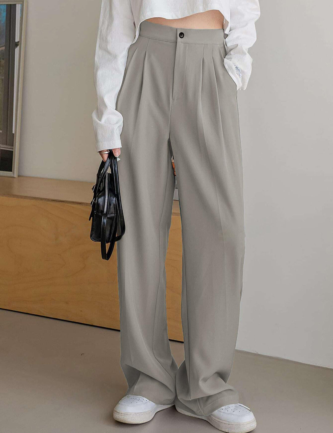 KOTTY Straight Fit Women Grey Trousers 
