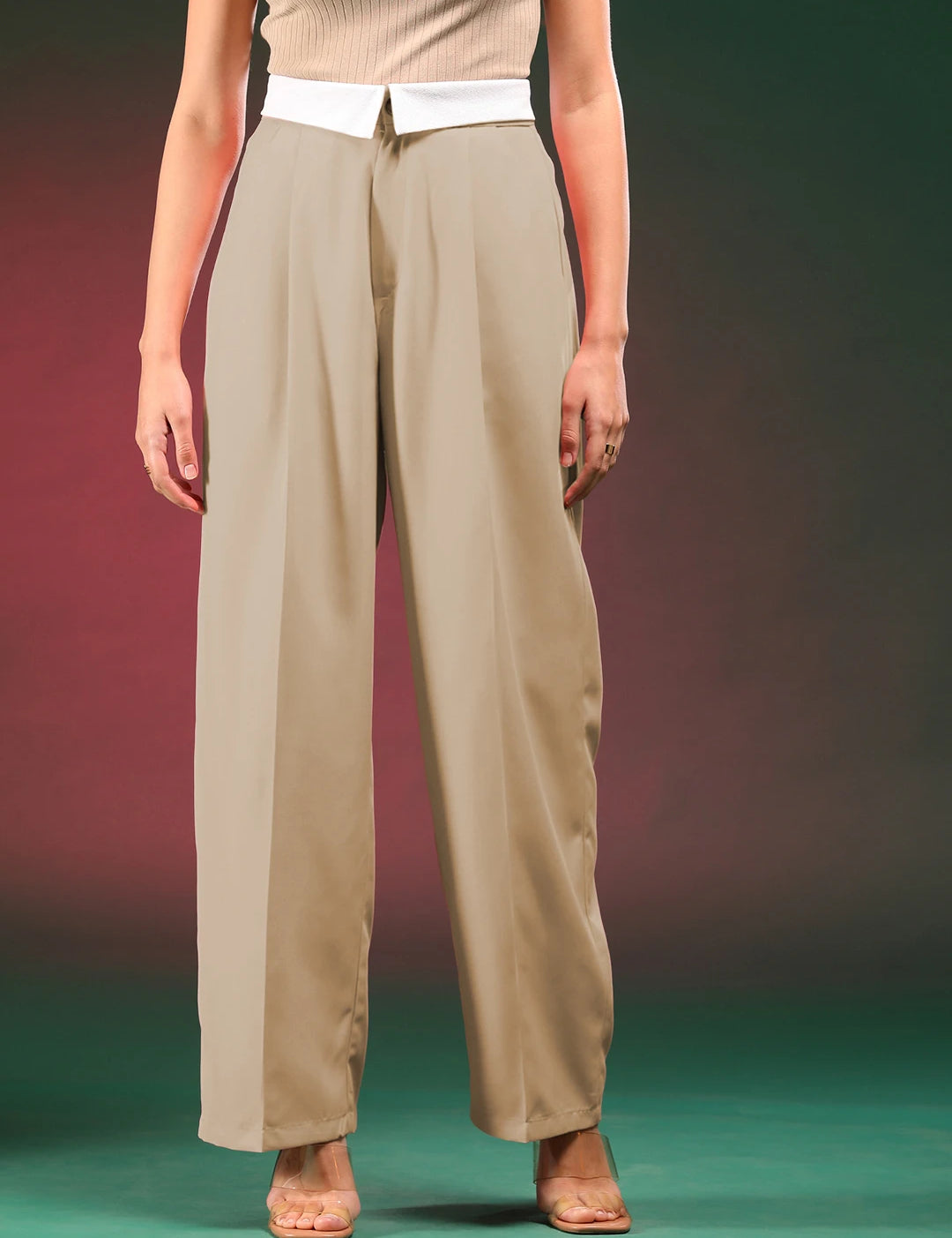 KOTTY Straight Fit Women Beige Trousers 