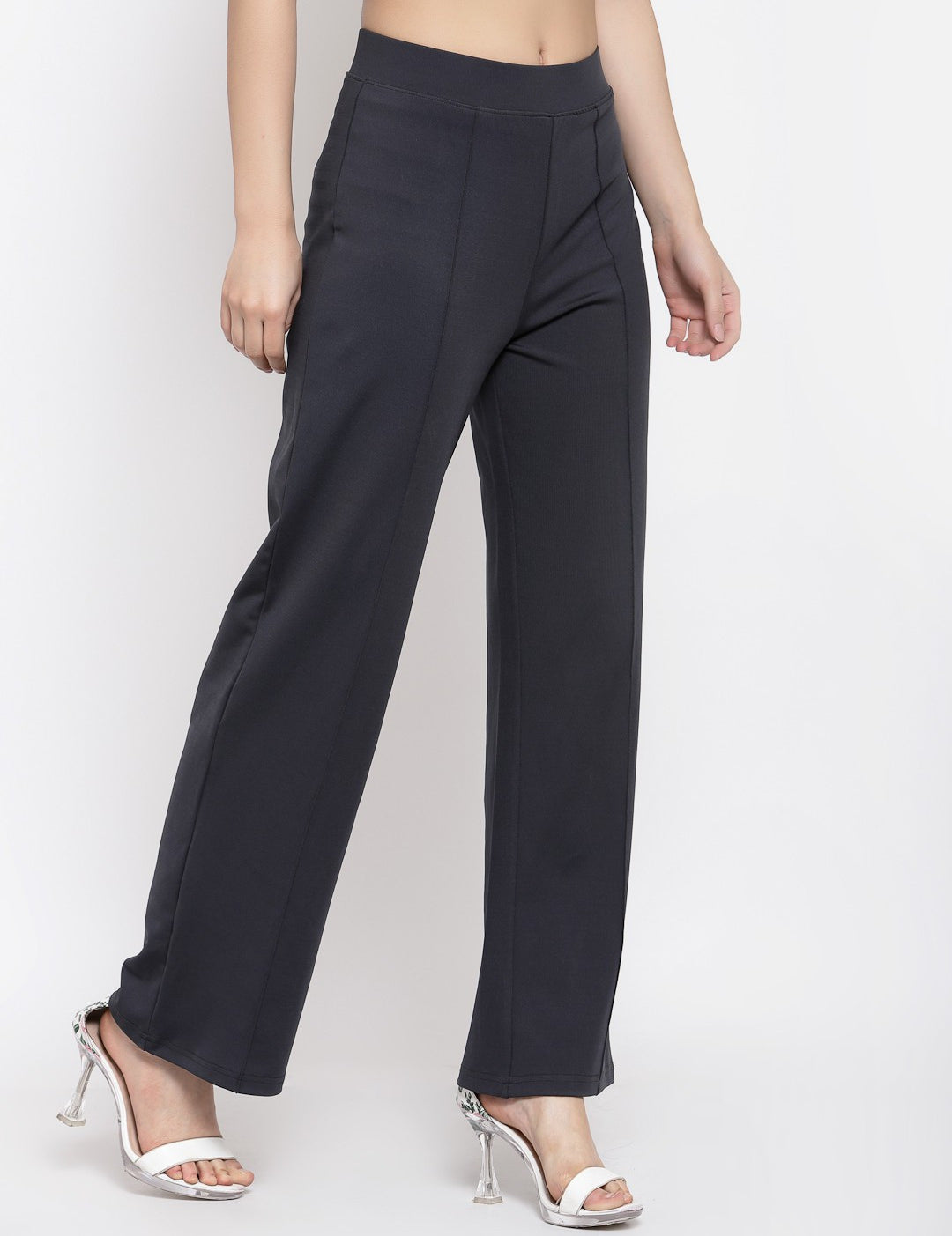 KOTTY Flared Women Black Trousers 
