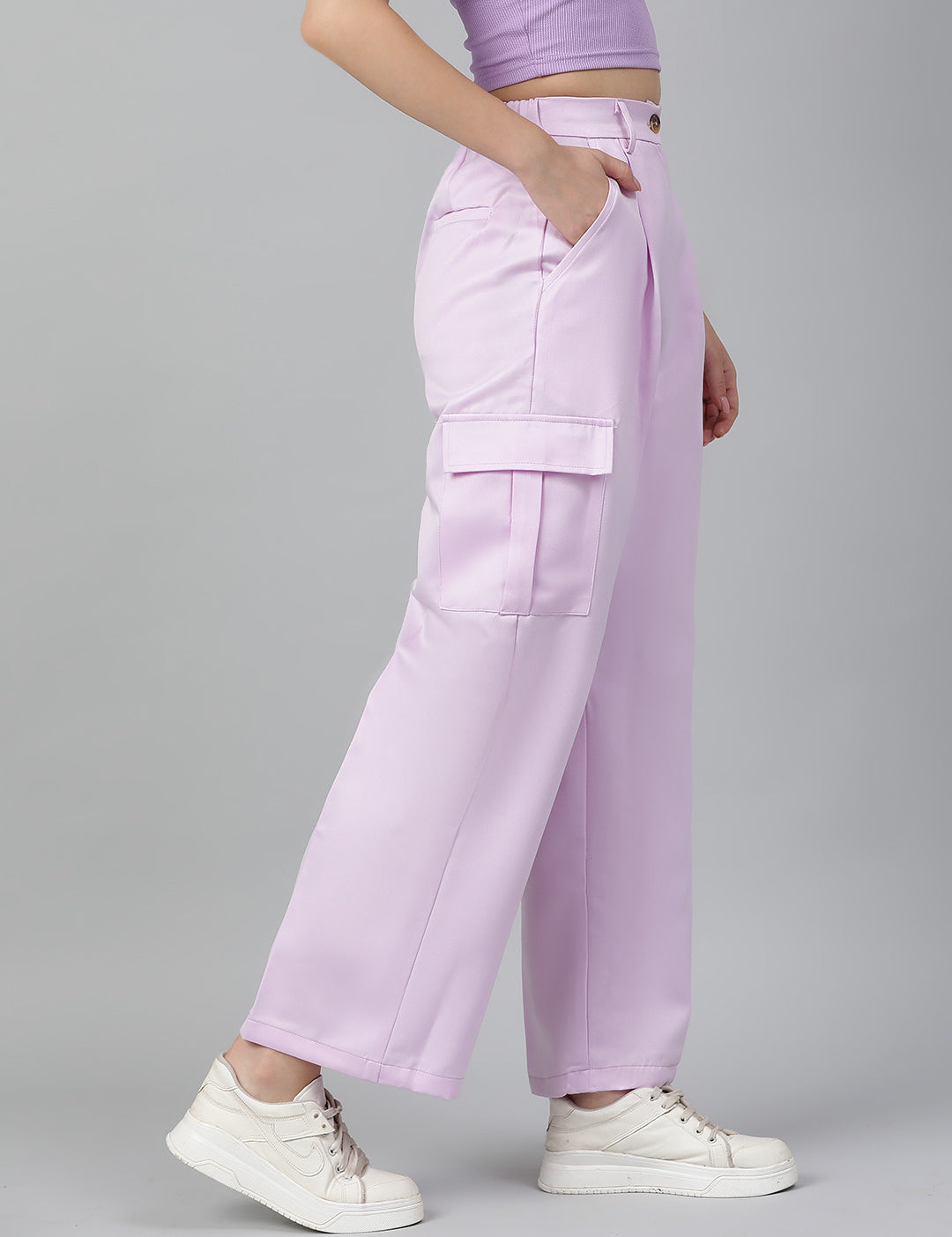 KOTTY Womens Solid Attractive High Rise Pant