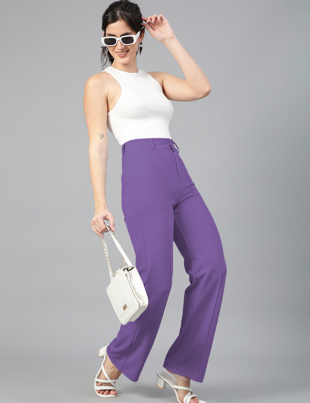 KOTTY Regular Fit Women Purple Trousers 