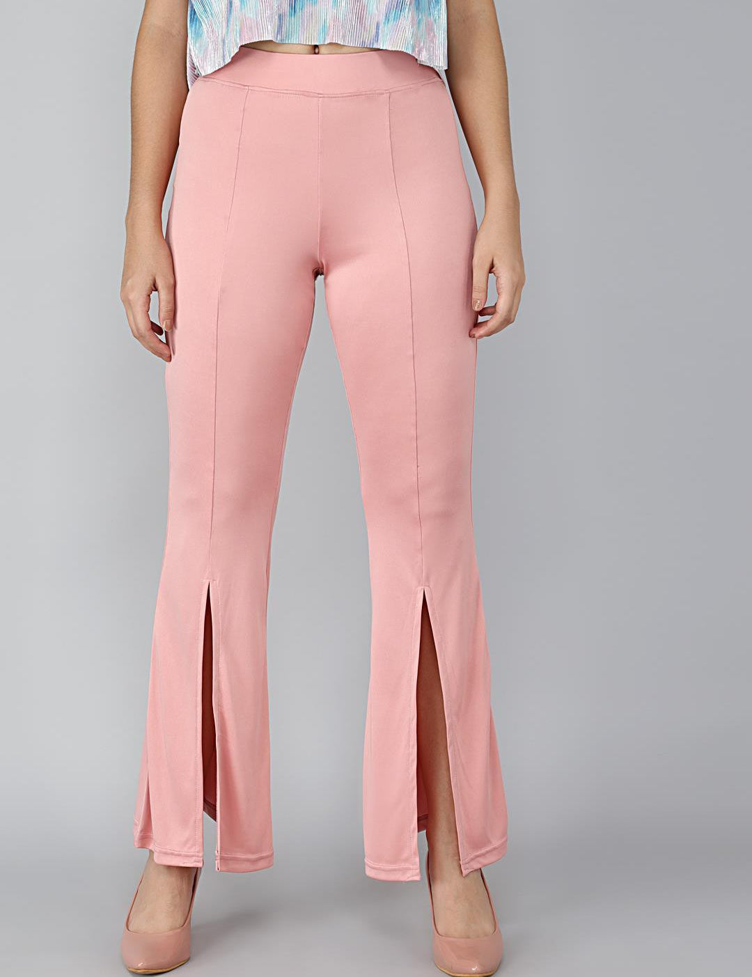 KOTTY Flared Women Pink Trousers 